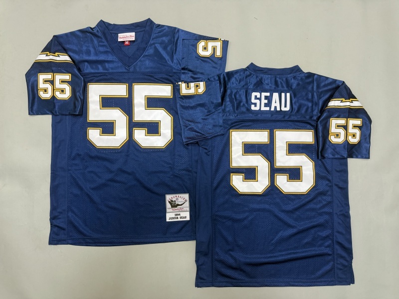 Men 2025 Los Angeles Chargers #55 Seau blue Throwback Limited NFL Jersey style 001